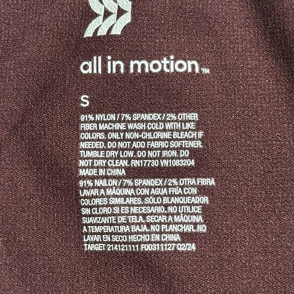 All In Motion size small pullover long sleeve tight fit cropped active top shiny - Picture 6 of 10